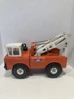 Vintage classic Orange Mighty Tonka Tow Truck Double Boom Wrecker c1974 18.5” L