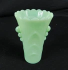 VTG Jadite Jadeite Green Milk Glass Bud Vase Scalloped Edge MCM 5.25" Handle Ear