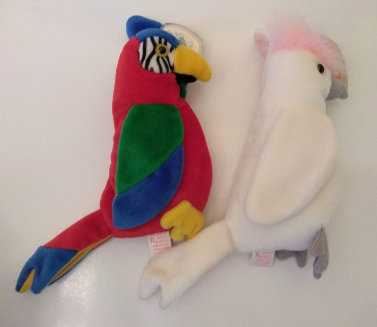1998 TY BEANIE BABIES BEAN PLUSH BIRD LOT KUKU & JABBER PARROTS W/ TAGS