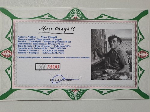 Marc Chagall Signed - Woman with a Bouquet - Certificate SPADEM Paris - Picture 4 of 7