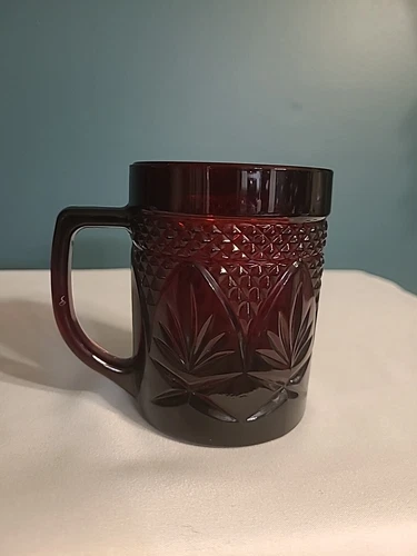 Vintage Cristal d' Arques Durand France Antique Ruby Red Glass Mug Coffee Cup