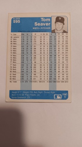 1984 Fleer - #595 Tom Seaver - 第 2/2 張圖片
