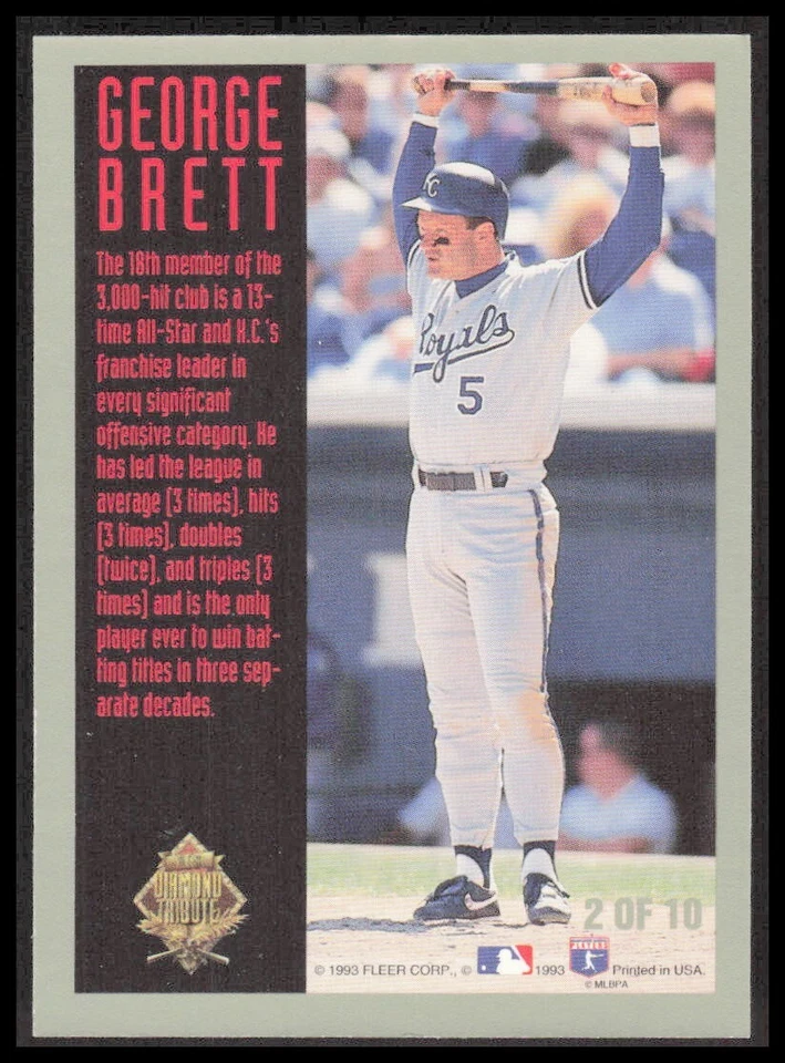 MLB 1993 Fleer Diamond Tribute Kansas City Royals George Brett 2 CB-1-1-A-28 — 第 2/4 张图片