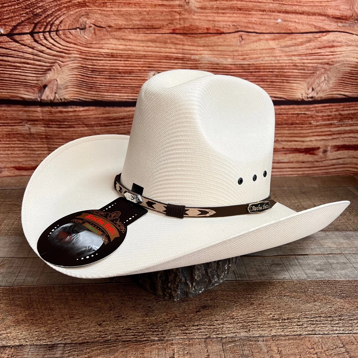 Men s Western Cowboy Straw Tall Crown Hat Rodeo Sombrero Copa Alta Vaquero