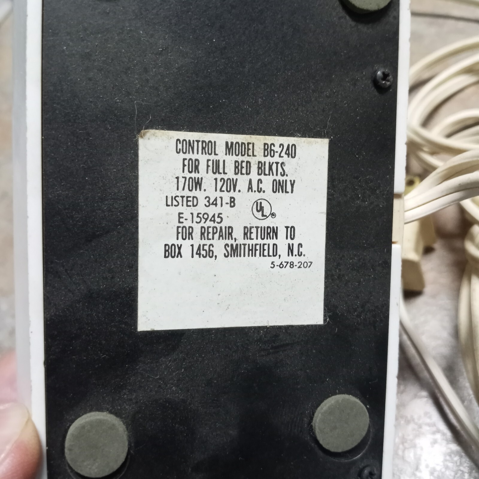Vintage JC Penney Electric Blanket Controller for Full Bed B6-240