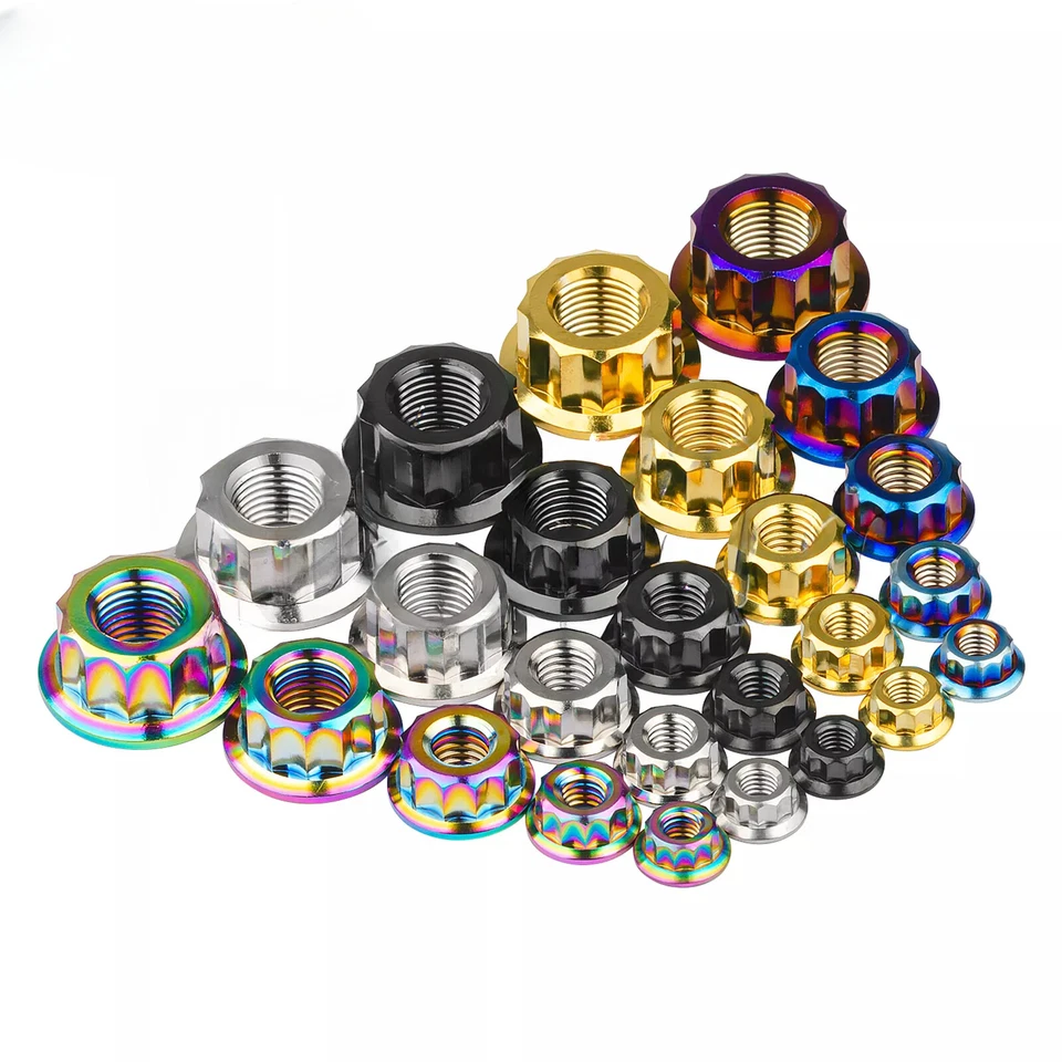 Titanium Flange Nuts M5 M6 M8 M10 M12 External 12-Point Nut for Bike Motorcycle - Image 2 of 4