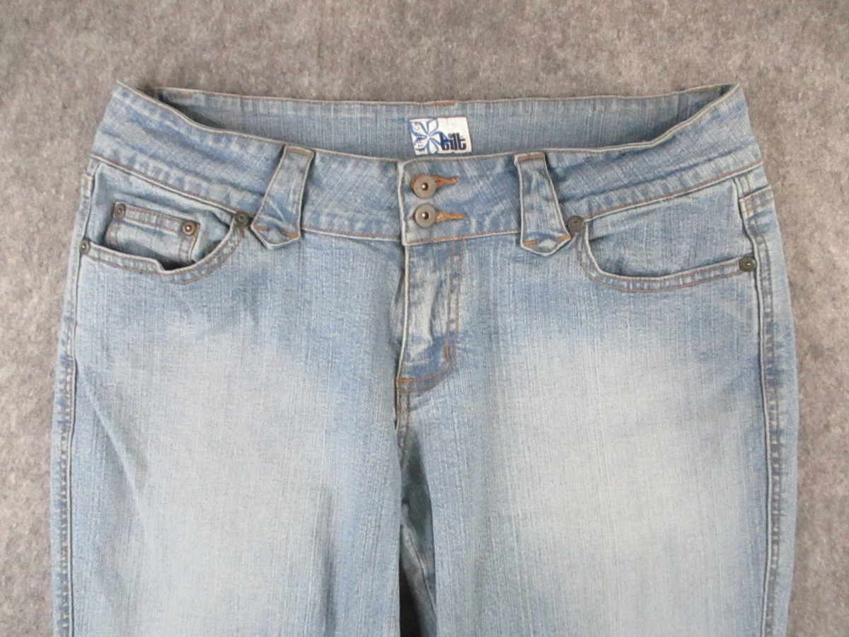 Tilt Jeans Youth 9 Blue Denim Pantaloons Floral Embroidery Stretch Womens 30x23