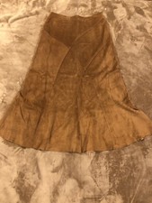 1970s Brown Leather Skirt Vintage Suede Boho Hippie Chestnut SZ 10