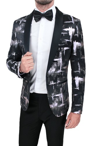GIACCA BLAZER UOMO DIAMOND RASO NERO BIANCO ELEGANTE CERIMONIA | eBay