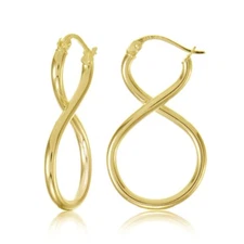 Gold Tone over Sterling Silver Figure 8 Infinity Polished Drop Earrings