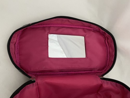 Caboodles Soft Handle makeup case Grey Plaid W/Pink Interior And Mirror Zipper - Picture 9 of 9