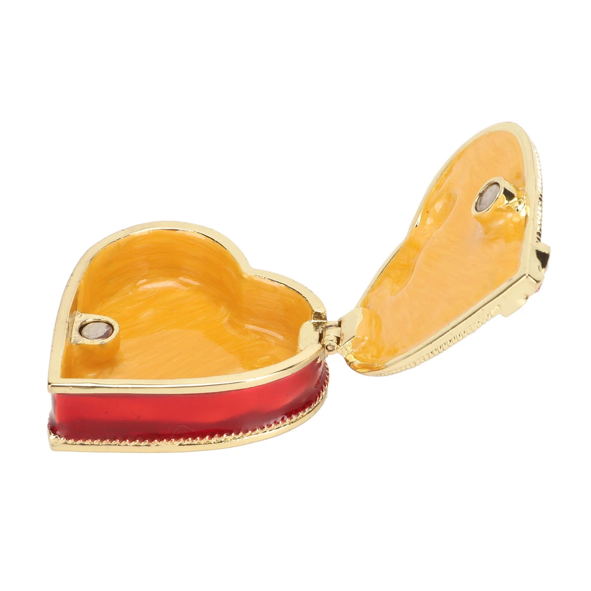 Heart Shaped Jewelry Box Vintage Red Gold Metal Jewelry Box
