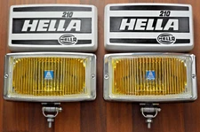 Vintage HELLA 210 YELLOW FOG LIGHTS W/COVERS Jeep CJ7 Wrangler Ford Chevy Toyota