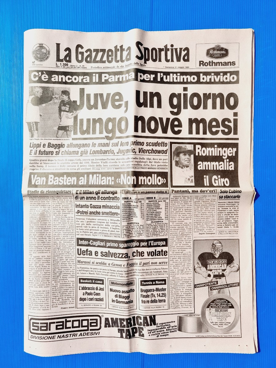 Gazzetta Dello Sport 21 Mai 1995 Vigilie Scudetto Juventus