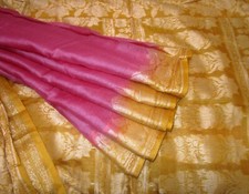BVH WEARABLE PURE SILK Vintage Sari 5yds 21SEP3713 X12 E566 Pink Golden ABCKB