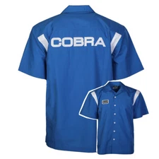 Shelby Cobra Button Up Blue Mechanic Pit Shirt