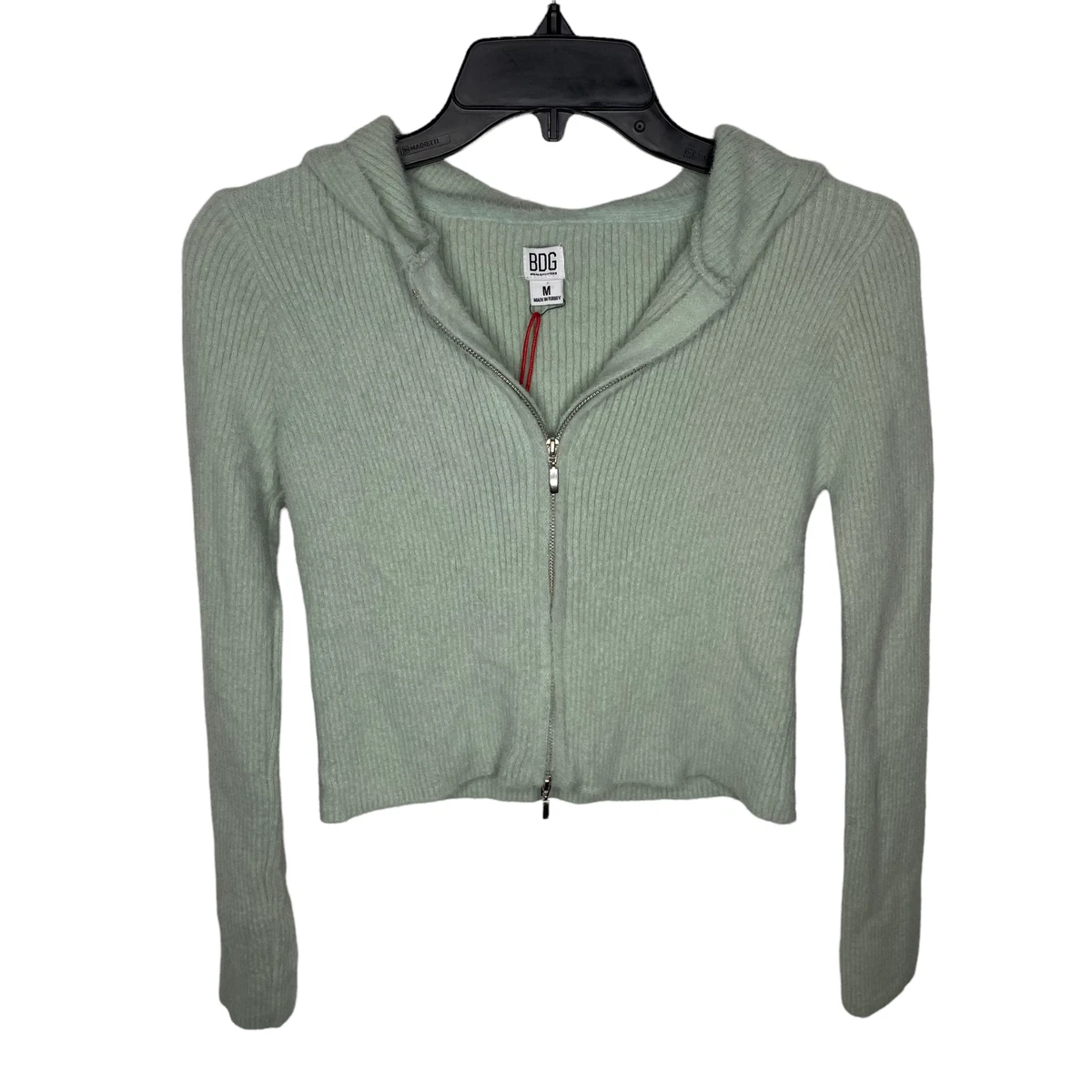 BDG Sweater Medium Mint Green Urban Outfitters Zip Up Crop Hoodie Cardigan  New | eBay