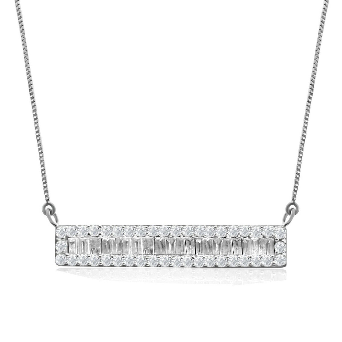 Bar Necklace 100 Silver Necklace Sterling Silver Crystal