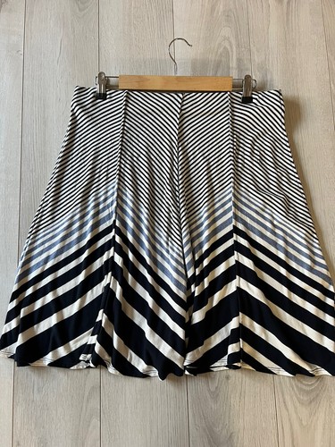Sophie Max Navy White Blue Striped A-Line Knit Skirt Sz XL - Picture 3 of 6