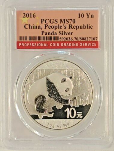 2016 Panda Silver 10 Yn  30gm Coin PCGS MS70 - China Peoples's Republic Label - Picture 1 of 2