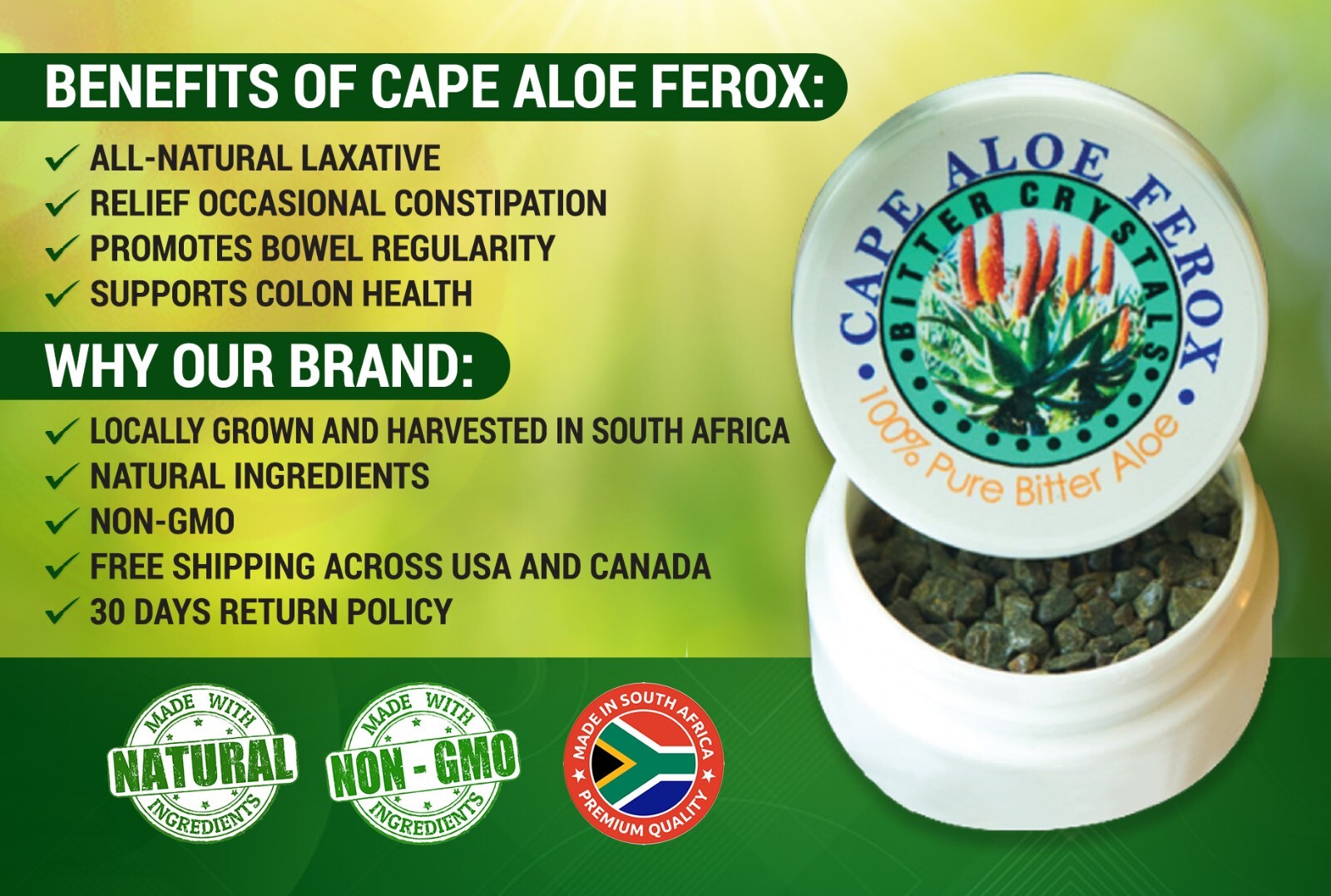 ALOE FEROX BITTER Crystals, Digestive Bitters, Herbal Detox, Colon