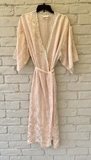 VTG Barbizon Satin Robe Peignoir Peach Pink lace trim retro prairie nightgown