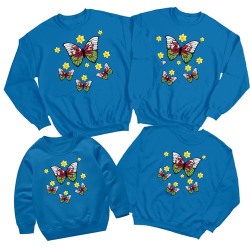 Wales Butterfly Daffodils Saint Davids Day Sweatshirt Cymru Flag Jumper #STDD - Picture 31 of 34