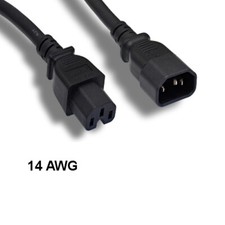 6ft Black Power Cord IEC60320 C14 to C15 14AWG 15A/250V SJT Data Center PDU UPS