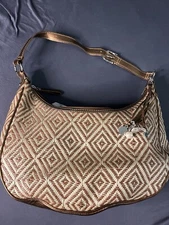 THE SAK Brown Shoulder Bag Hand Bag Purse Diamond Pattern