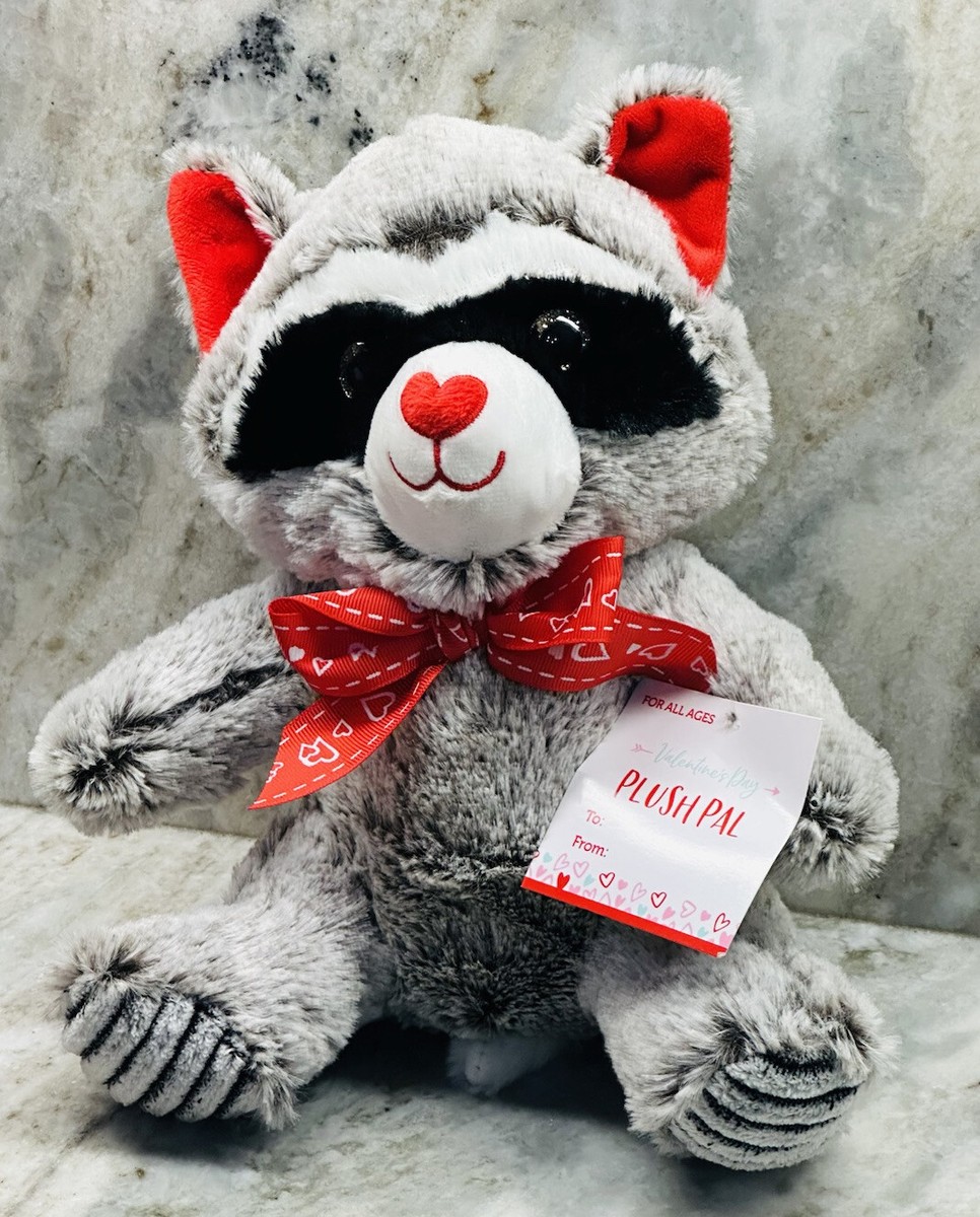 Valentines Day RACCOON STUFFED ANIMAL Plush 11 Inch | eBay