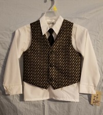 Boys NWT Solid Black 5 pcs Vest Suit Set with 2 Colored Dress Shirts Tie Size 7