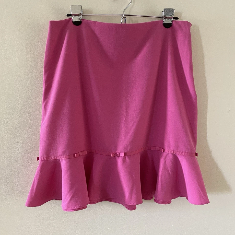 Винтажная розовая юбка с оборками Giorgio Fiorlini размер 16 сбоку на молнии длина до колена - Изображение 3 из 4