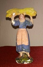 48° STATUINA PRESEPE VINTAGE IN CARTAPESTA CONTADINA CON FASCIO SPIGHE DI GRANO