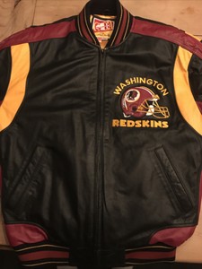 Vintage Carl Banks REDSKINS cuero chaqueta tamaño mediano!!! condiciones  increíbles! | eBay