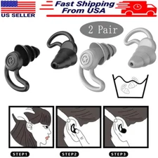 2Pair Noise Reduction Earplugs 40dB Super Comfortable Silicone Reusable Earplugs