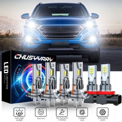 For Hyundai Tucson 2016-2018 LED Headlight High Low Beam Fog Light Bulbs Kit