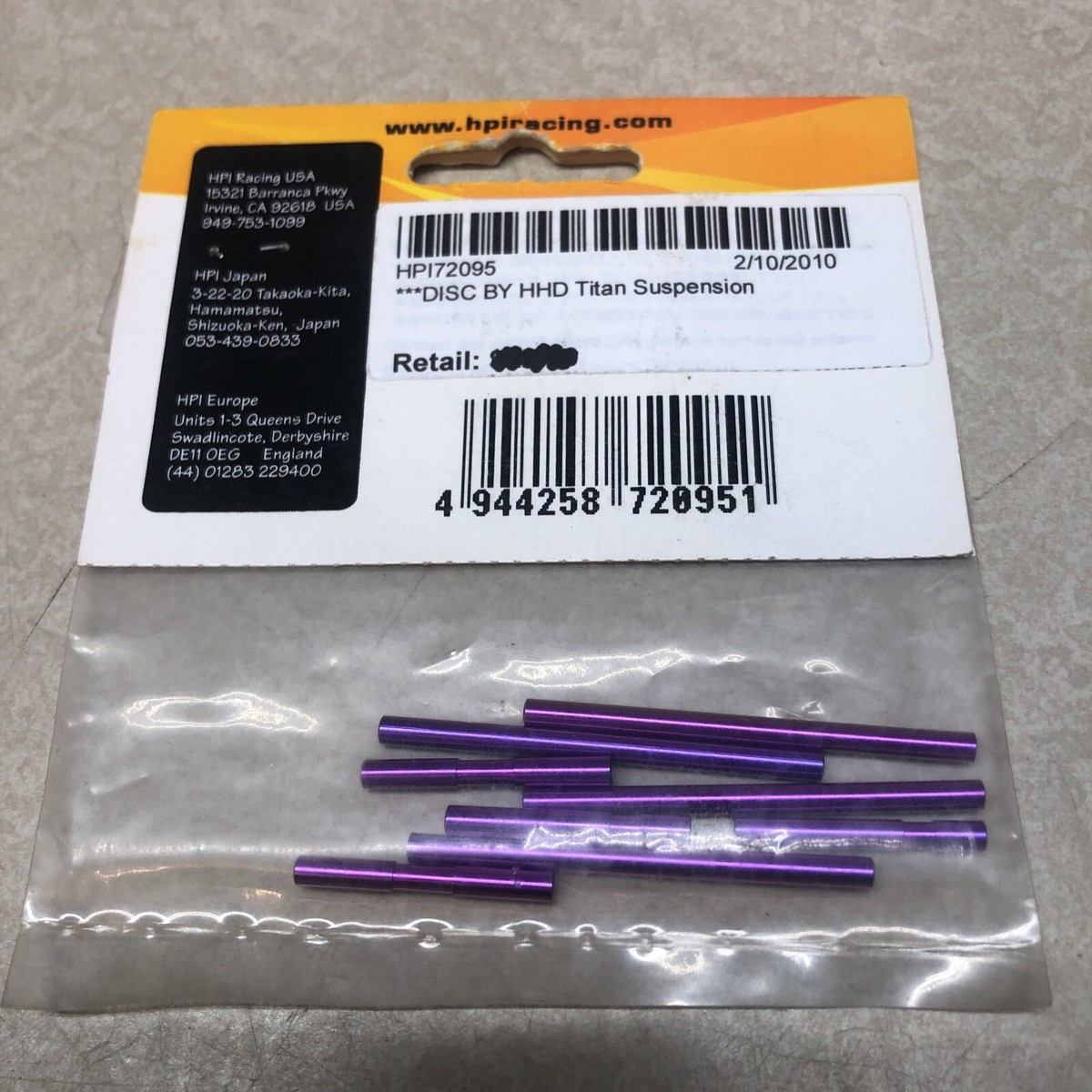 HPI72095 Titanium Suspension Shaft Set (PRO3) NIP | eBay