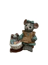 VTG Suzi Skoglund Momma Mouse With Baby Patchwork cottage core figurine
