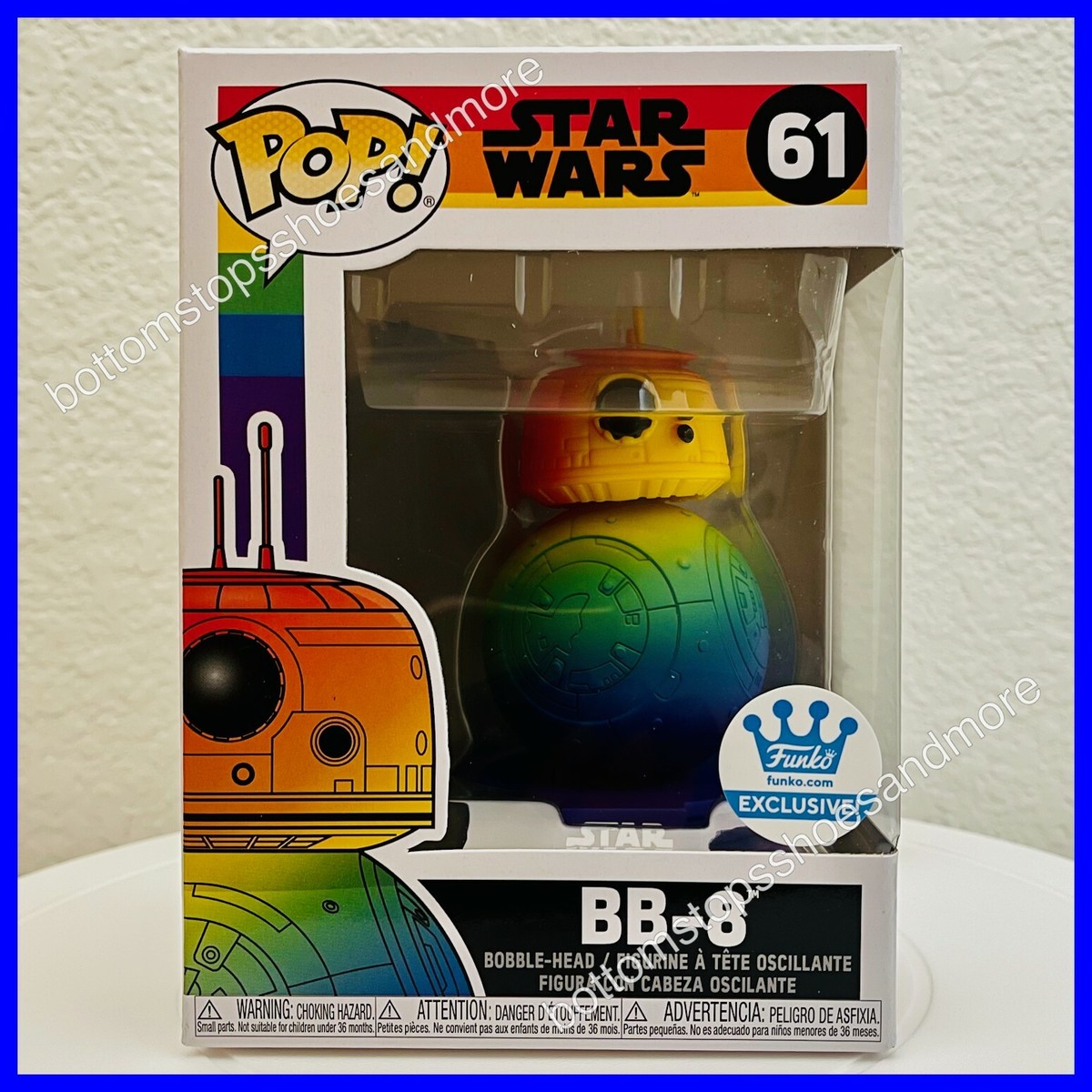 Funko POP! Rise of Skywalker - BB-8 Rainbow Pride Shop Exclusive #61 +  Protector | eBay