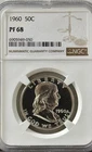 1960 PROOF FRANKLIN HALF NGC PR68, BRILLIANT, NO SPOTS, HAZE OR TONING