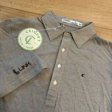 NWT Criquet Men  s 100 Organic Cotton Gray Striped Short Sleeve Polo Size M