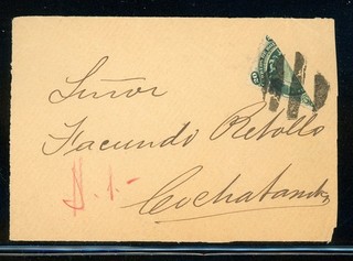 BOLIVIA Used Selections: Scott #32 20c Dark Green BISECT COVER FRONT ONLY $$$