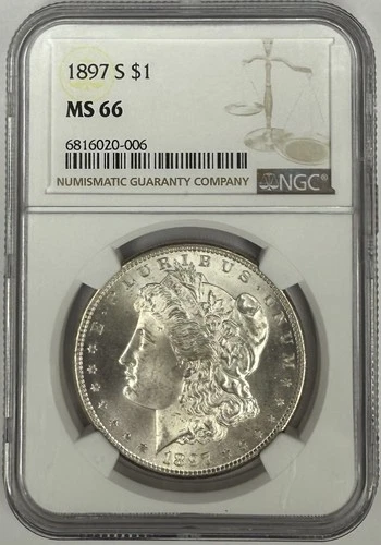 1897 S Morgan Silver Dollar NGC MS66 ‼️WHITE & FROSTY, GREAT EYE APPEAL‼️