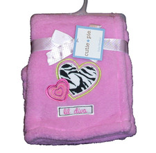 NEW Cutie Pie Pink Lil Diva Baby Blanket Zebr...