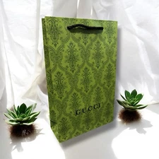 Classic Green Gucci Printed SM  Shopping Gift Bags 11.5” X 7.5” X 3” Photoshoots