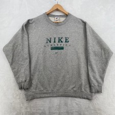Vtg Nike Athletics Crewneck Sweatshirt Gray Men's Large Made USA Distressed
