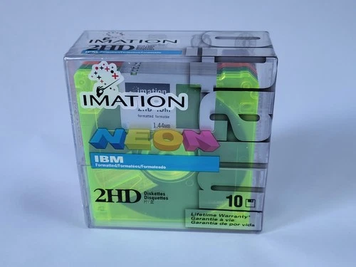 10x 3.5in 2HD Floppy Disks 1.44MB Neon Formatted New sealed