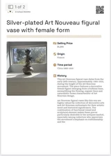 Silver-plated Art Nouveau figural vase with female form