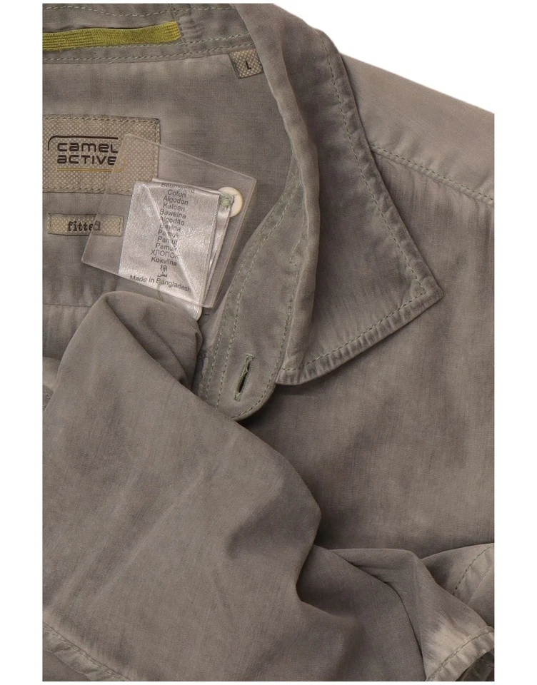 CAMEL ACTIVE Mens Fitted Short Sleeve Shirt Large Grey Cotton BH24 - Image 3 of 3