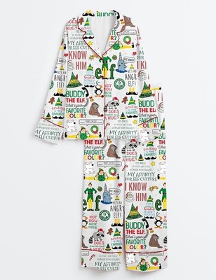 Buddy The Elf Christmas Satin Pajama Set Buddy The Elf Xmas Sleepwear Noel Chris